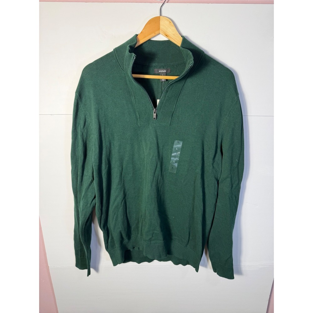 Alfani Mens Quarter Zip Sweater Dense Green Mock Neck Pullover 100069836MN Large